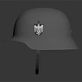 Classic Gray Helmet Design Featuring Black Emblem And Smooth Surface