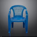 Blue Plastic Chair with Armrests and Mesh Backrest Design for Home Use