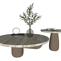 Middle ancient style coffee table marble coffee table wooden coffee table mother and son ornaments 3d model