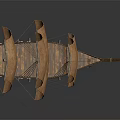 Wooden Sailing Ship Model With Brown Sails And Ornate Watercraft Details