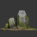 Natural Wood Stone Landscape Ornament With Moss Covered Rocks Grass And Pebbles