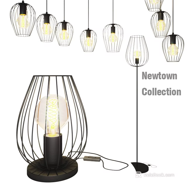 Modern Metal Frame Chandeliers From Newtown Collection With Unique Lighting Designs 3d model 