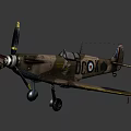 Vintage Fighter Aircraft With Propeller Camouflage Paint Wing Insignia And DCOY Marking