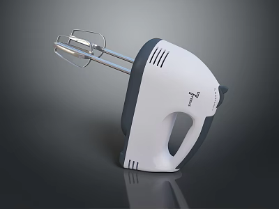 Electric Handheld Mixer With White Gray Design For Baking And Cooking 3d model