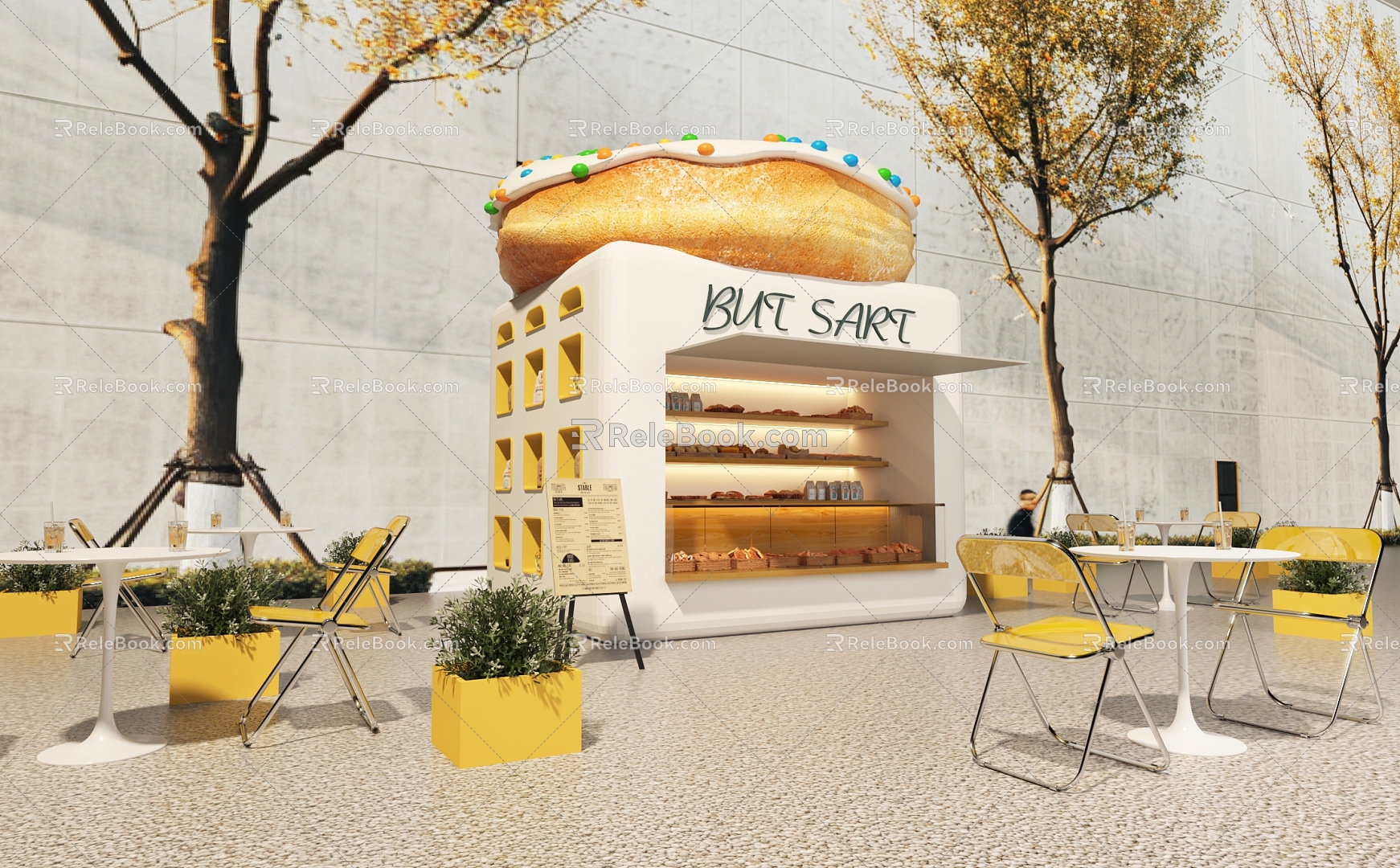 Dessert Bakery Outdoor Sweet Station Milk Tea Shop Cake Shop Coffee Shop 3d model