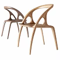 Modern Design Wooden Leisure Chair with Curved Armrests Unique Backrest and Two Wood Tones