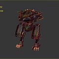 Robot Beast Mechanical Creature With Black Gold Ornate Armor Clawed Feet And Horned Head