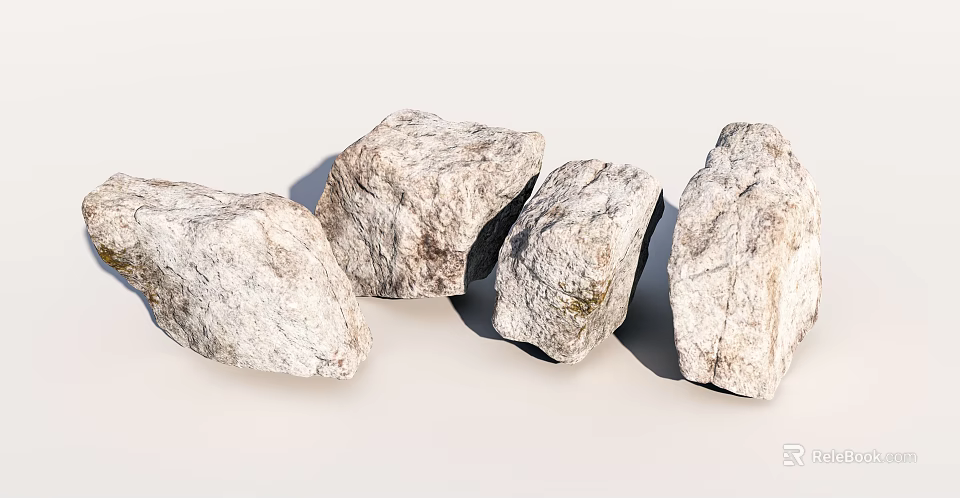 Natural Stones and Wood Decor Elements for Rustic Home Interior Design 3d model 