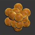 Fresh Golden Hamburger Buns Stacked With Sesame Seeds On Black Background