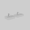 Modern White Rectangular Countertop Washbasin With Sleek Design And Chrome Faucet 3d model