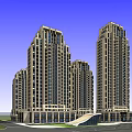 Modern High Rise Building Complex With Green Spaces And Planned Layout 3d model