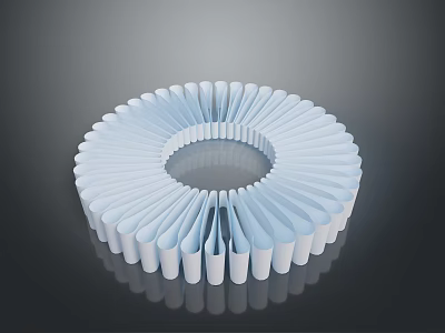 White Circular Folded Design Decorative Household Accessory For Modern Home Living 3d model
