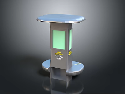 Modern Cityway Info Point Kiosk With Blue Top Green Panel And Seats 3d model