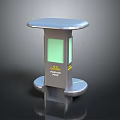 Modern Cityway Info Point Kiosk With Blue Top Green Panel And Seats
