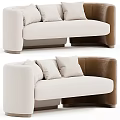 Modern Beige And Brown Sectional Sofa With Plush Cushions Design 3d model