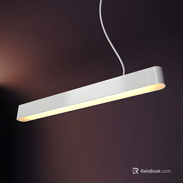Modern Linear White Pendant Light With Sleek Design And Bright Illumination 3d model 