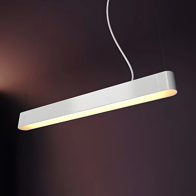 Modern Linear White Pendant Light With Sleek Design And Bright Illumination 3d model