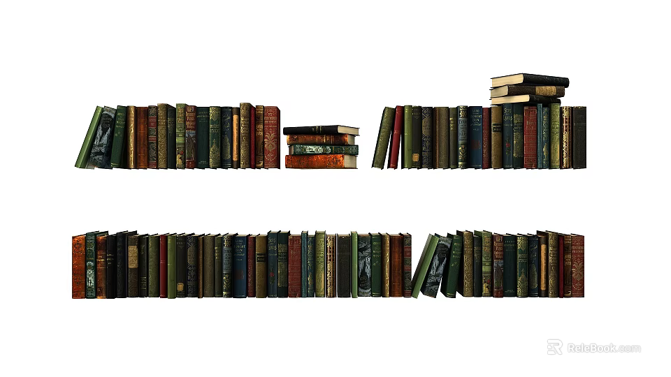 Colorful Books And Magazines Collection With Stacked And Standing Volumes On Shelves 3d model 