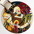 Vibrant Abstract Round Rug Featuring Colorful Geometric Shapes And Artistic Patterns