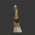 Elderly Character In Traditional Yellow Robe With Long Beard Head Ornament And Inscribed Base