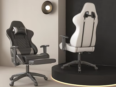 Modern Black And White Office Chairs With Ergonomic Design And Leather Upholstery 3d model