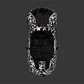 White Convertible Sports Car With Black Roof Sleek Design And Red Emblem