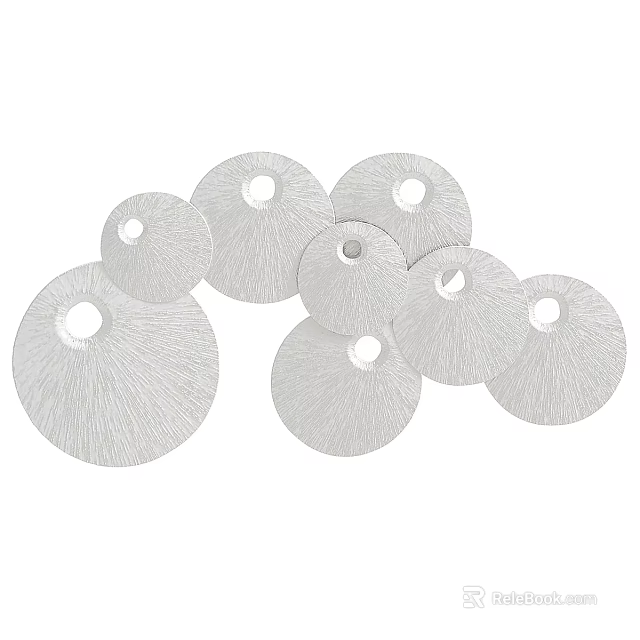 Silver Textured Circular Ornamental Decorative Set for Modern Home Interior Decoration 3d model 