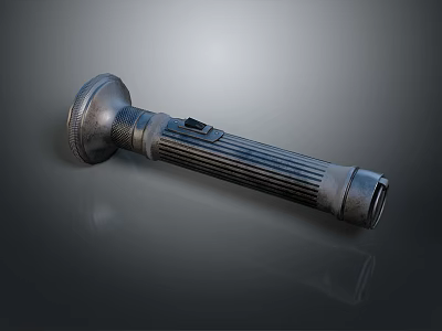 Metallic Ergonomic Portable Flashlight With Striped Grip Design And Durable Daily Lighting Tool 3d model