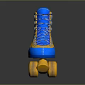 Vibrant Blue And Yellow High Top Roller Skates With Classic Laces And Yellow Wheels