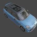 Blue Mini Five Door Car With Black Alloy Wheels And Sporty Exterior Design