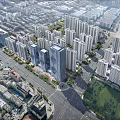 Urban Aerial Planning With Modern High Rise Buildings And Green Spaces
