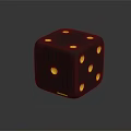 3D Shiny Black Dice With Yellow Dots On Reflective Surface