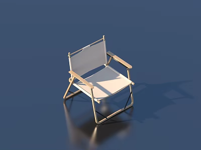 Modern Folding Leisure Chair Featuring White Fabric Seat Backrest And Light Metal Frame 3d model