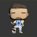 Man in Blue White Striped Number 10 Football Jersey Holding Trophy Standing on Soccer Ball