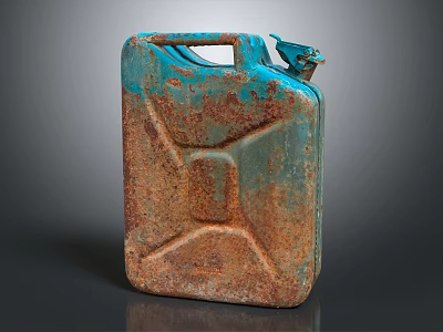 Vintage Rusted Blue Jerry Can With Weathered Metal Surface And Rust Spots 3d model
