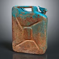 Vintage Rusted Blue Jerry Can With Weathered Metal Surface And Rust Spots