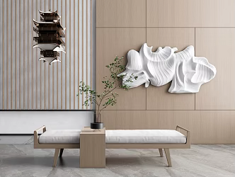 Modern Sofa Stool Wall Device Artwork Sofa Stool Footstool Bed End Stool 3d model
