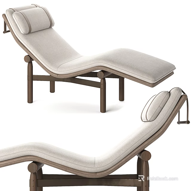 Modern Lounge Chair Design With Padded Backrest And Wooden Frame 3d model 