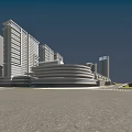 Urban Commercial Street Development With High Rise Buildings Green Spaces And Roads