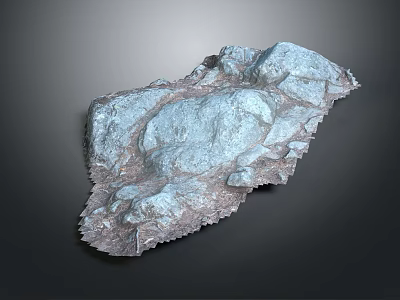 Rocky Terrain 3D Model With Irregular Gray Stone Structure And Textured Surface 3d model