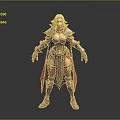 Fantasy Female Warrior With Blonde Hair Red Cape And Armor Standing Pose