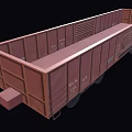 Brown Open Top Freight Train Car With Side Panels Wheels And Metal Vents