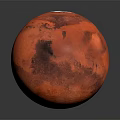 Red Mars Planet With White Polar Caps And Detailed Surface Features 3d model