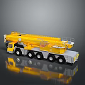 Yellow Heavy Duty Crane Truck With Extended Boom And Wheels