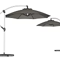 Outdoor Cantilever Umbrellas With Curved Arm Design And Metal Base Stand