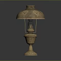 Vintage Brass Table Lamp With Carved Decorations Ornate Shade And Elegant Base Design