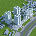 Modern Twin Tower Hotel Building With Green Surroundings And Nearby Roads