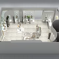Modern Fashion Clothing Store With Glass Window Displays Mannequins And Green Plants