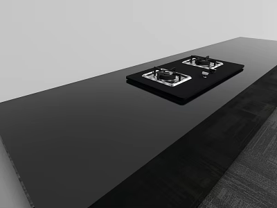 Sleek Modern Kitchen Countertop With Black Gas Stove Appliance 3d model