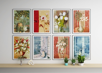 Decorative Painting Flower Abstract Painting Advertising Photo Frame Photo Wall Background Painting Propaganda Painting Art Painting 3d model